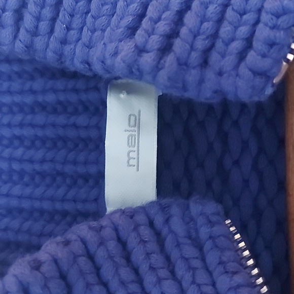 Malo Double Zipper Mock Neck Cotton Polymide Shaker Knit Sweater Size 38 - Picture 6 of 10